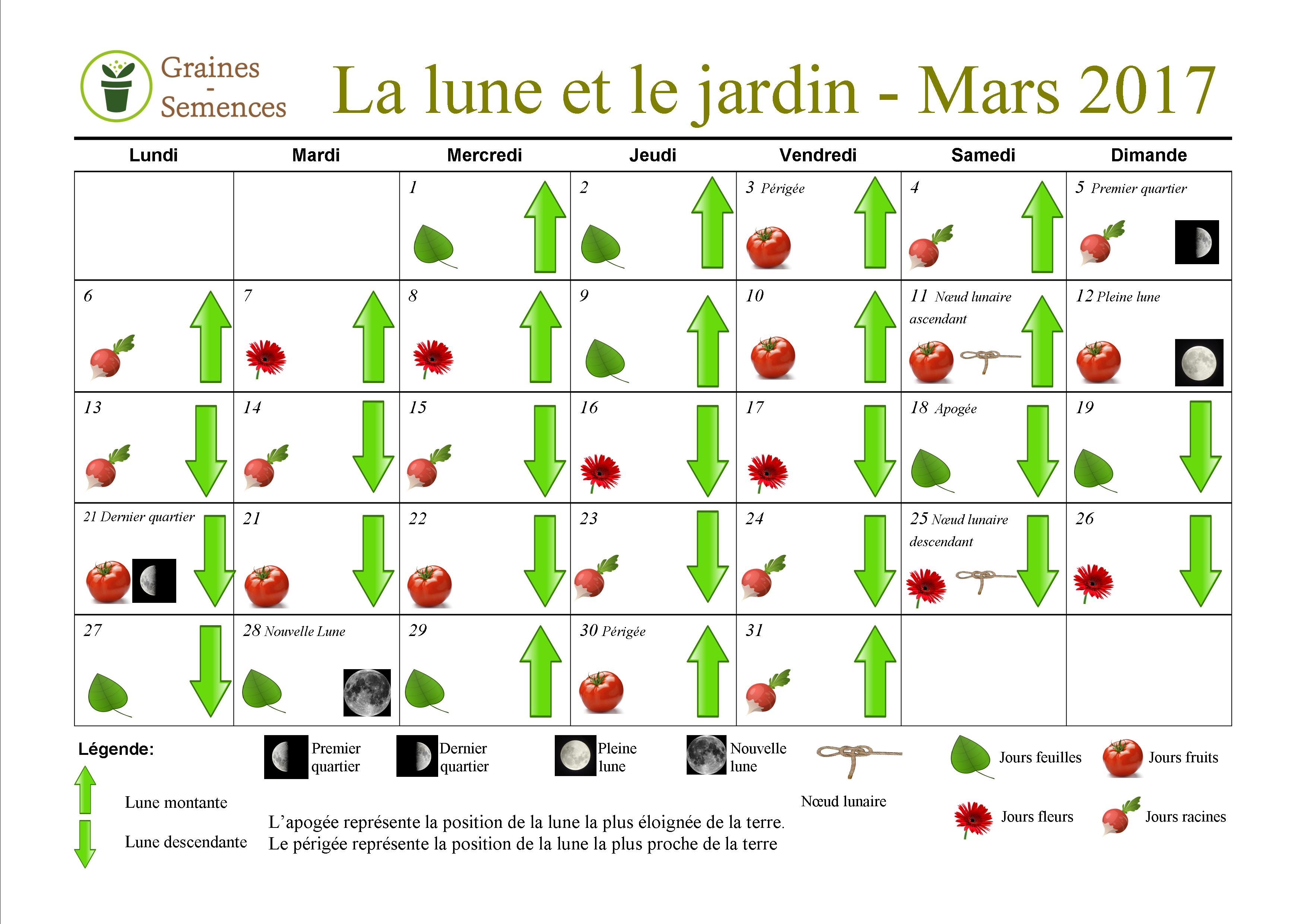 Calendrier lunaire des semis en mars